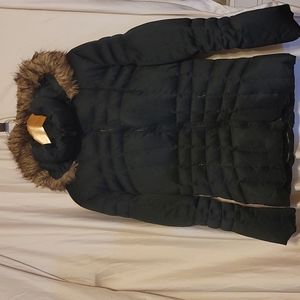 Calvin Klein Black Fur Hood Down Jacket